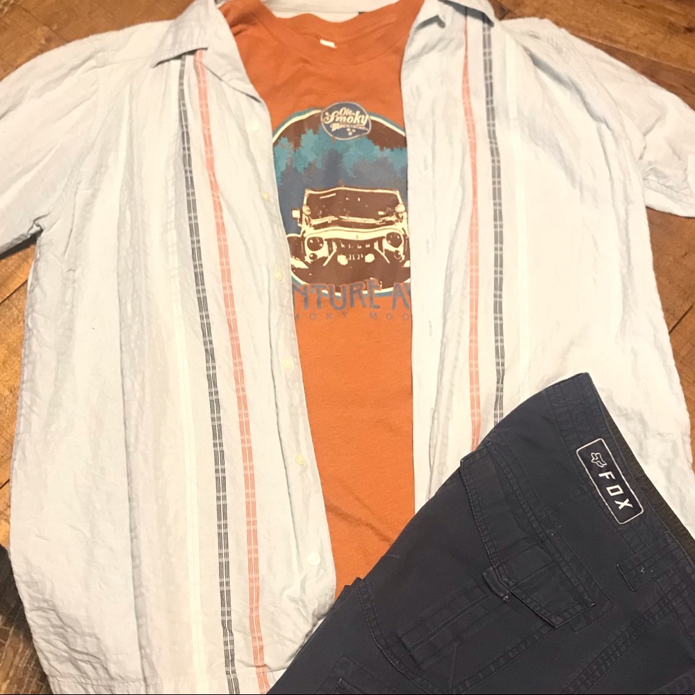 Textured Light blue button top